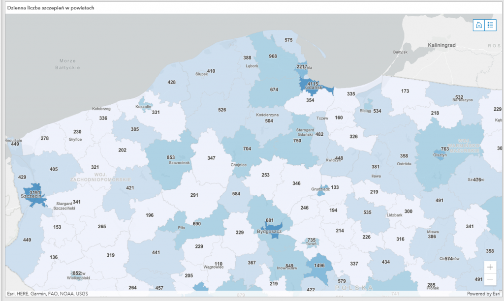 Powiat pucki: szczepienia, koronawirus mapa