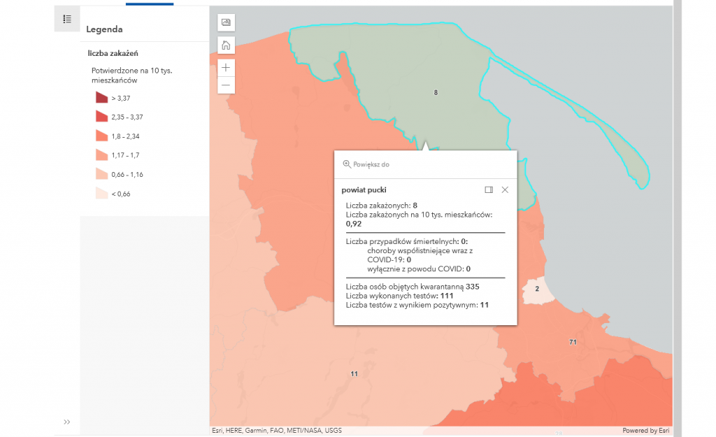 Powiat pucki: szczepienia, raport koronawirus mapa