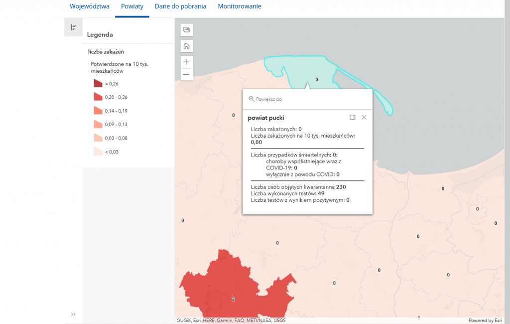 Powiat pucki szczepienia, koronawirus ziemia pucka raport