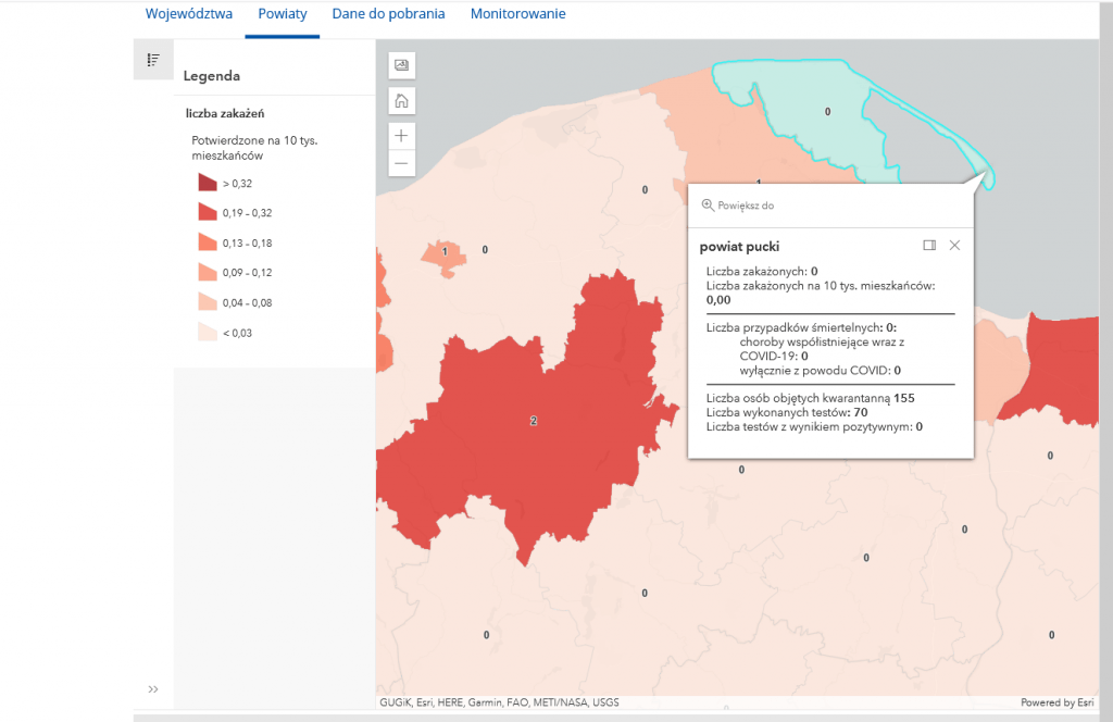 Powiat pucki szczepienia, koronawirus ziemia pucka raport