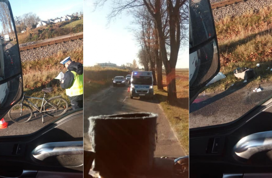 Wypadek w Pucku. Potrącili rowerzystę na drodze do Żelistrzewa. Mężczyzna trafił do szpitala | ZDJĘCIA